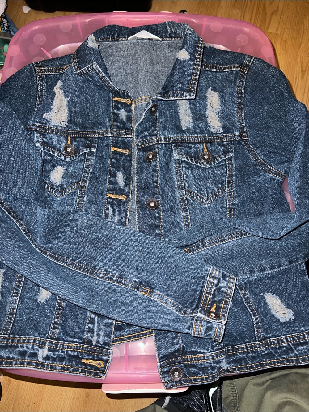 Highway Jeans Distressed Dark Blue Denim Jacket M